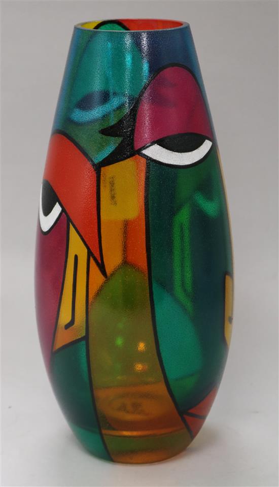 A Picasso-inspired Art Glass vase by Bilbo, H 32cm